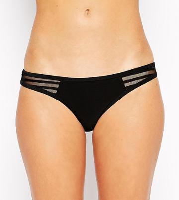 Wolf And Whistle Mesh Brazilian Bikini Bottom - Black