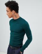 Gianni Feraud Premium Muscle Fit Stretch Turtleneck Fine Gauge Sweater - Green