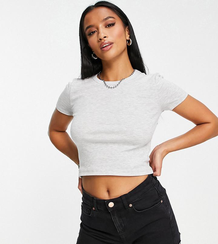 Topshop Petite Everyday Tee In Gray