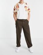 Asos Design Linen Pants In Baggy Fit In Brown