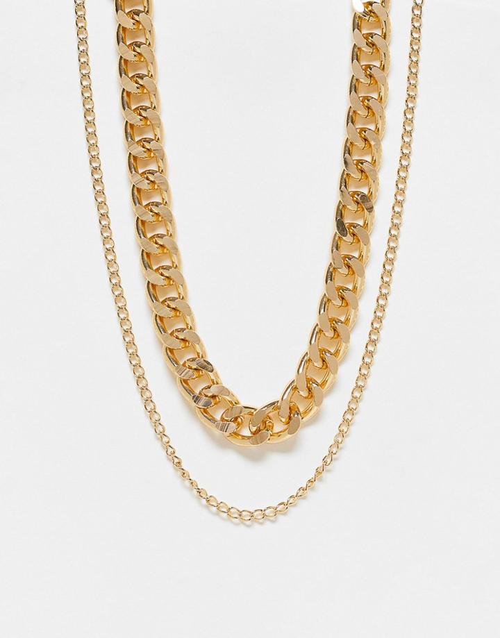 Svnx Layered Chunky Chain Necklace In Gold