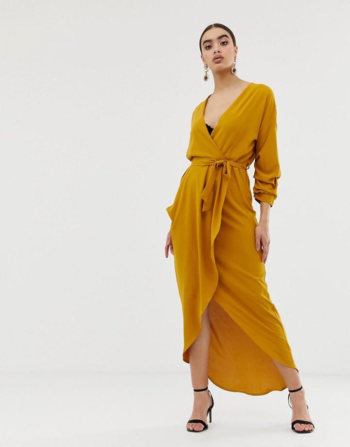 Club L Ruched Detail Maxi Dress - Yellow