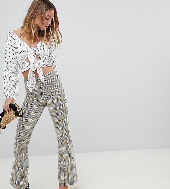 Miss Selfridge Petite Wide Leg Pants In Check - Multi