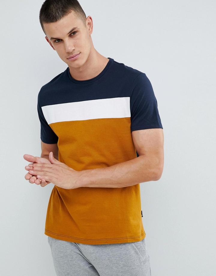Burton Menswear T-shirt With Cut & Sew In Navy - Navy