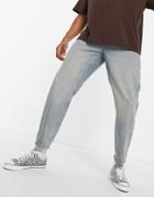 Topman Relaxed Jeans In Light Wash With Tint-blues