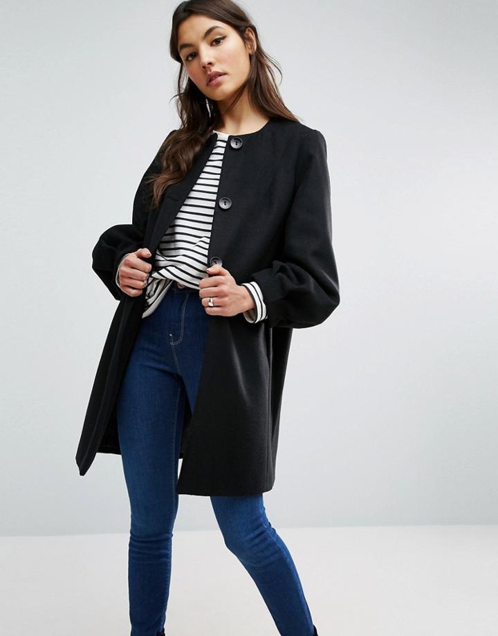 Asos Swing Coat With Bell Sleeve - Black