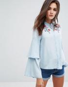 Influence Shirt With Tiered Flare Sleeve - Multi