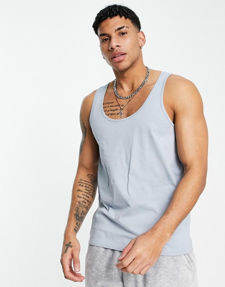 Asos Design Tank Top In Light Blue
