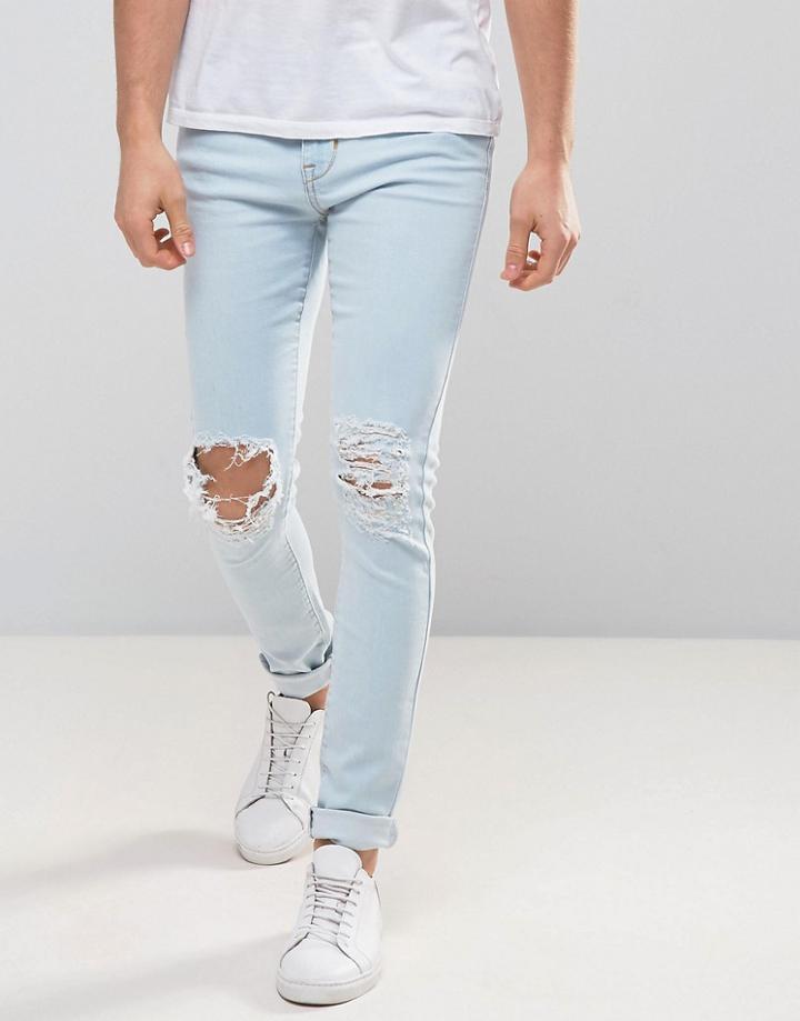 Dr Denim Leroy Ripped Super Skinny Jeans - Blue