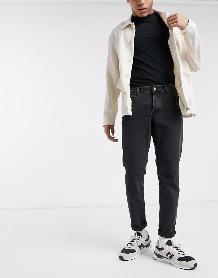 Asos Design Organic Cotton Blend Slim Jeans In Washed Black
