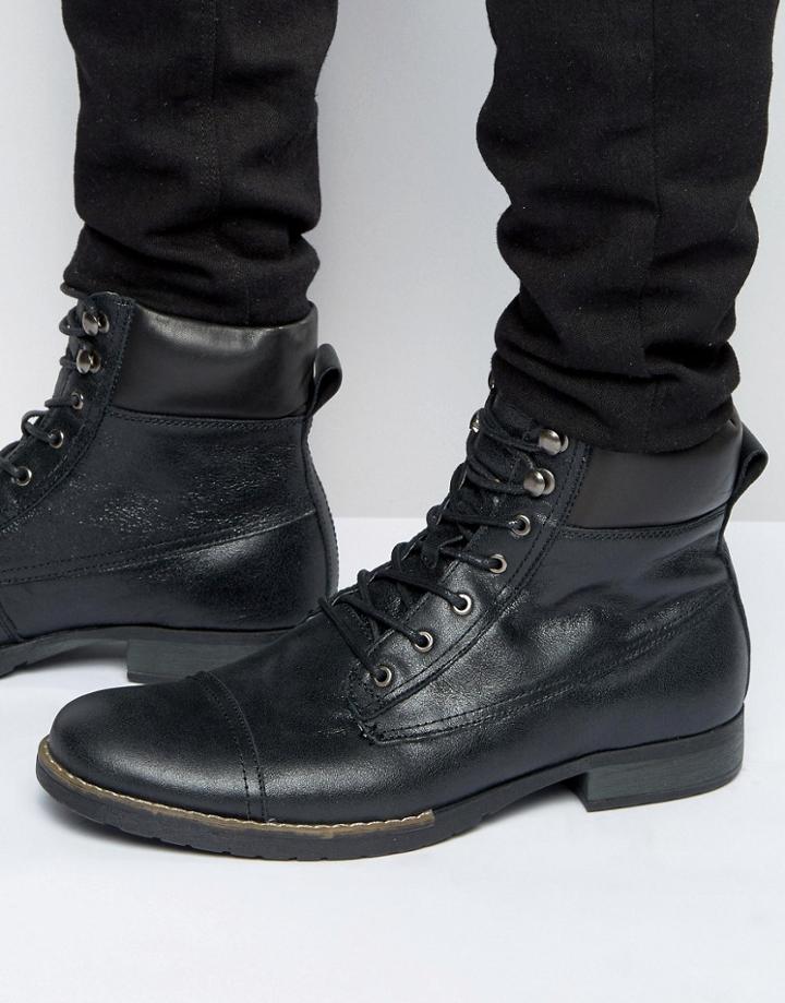 Bellfield Sigmar Leather Laceup Boots - Black