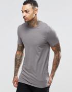 Asos Longline Muscle T-shirt In Grey - Smokey Gray