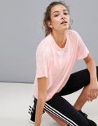 Adidas Training Logo Tee In Peach - Pink