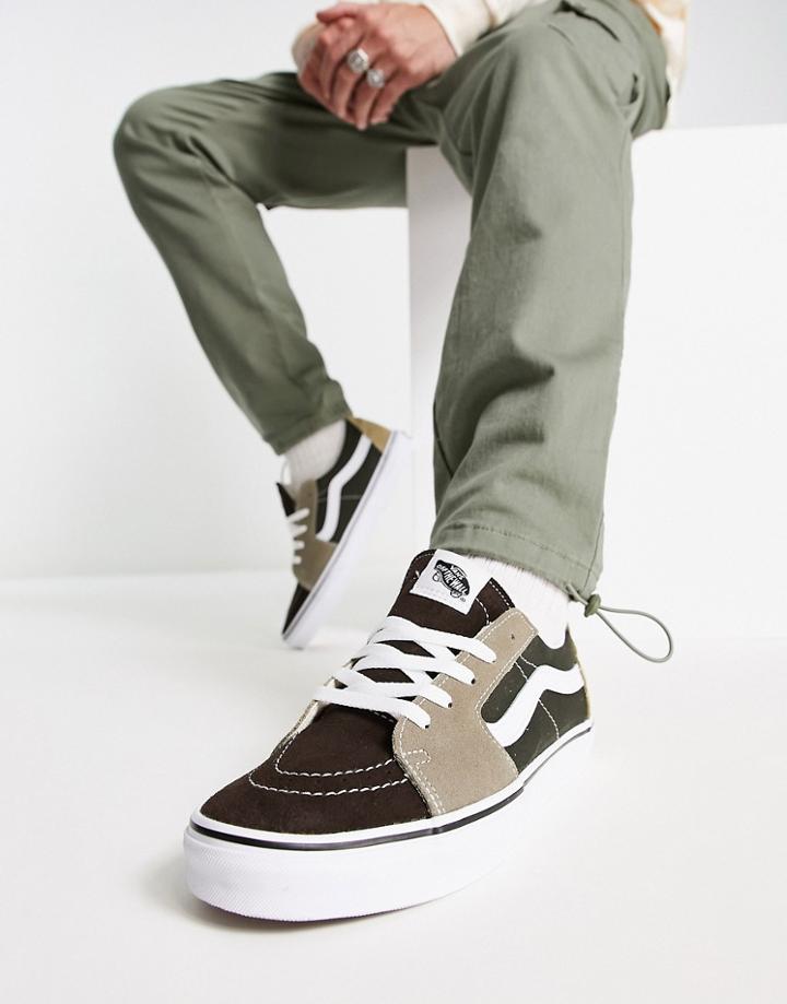 Vans Sk8-low Sneakers In Color Block Brown And Gray