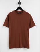 Asos Design Organic T-shirt With Crew Neck In Dark Brown