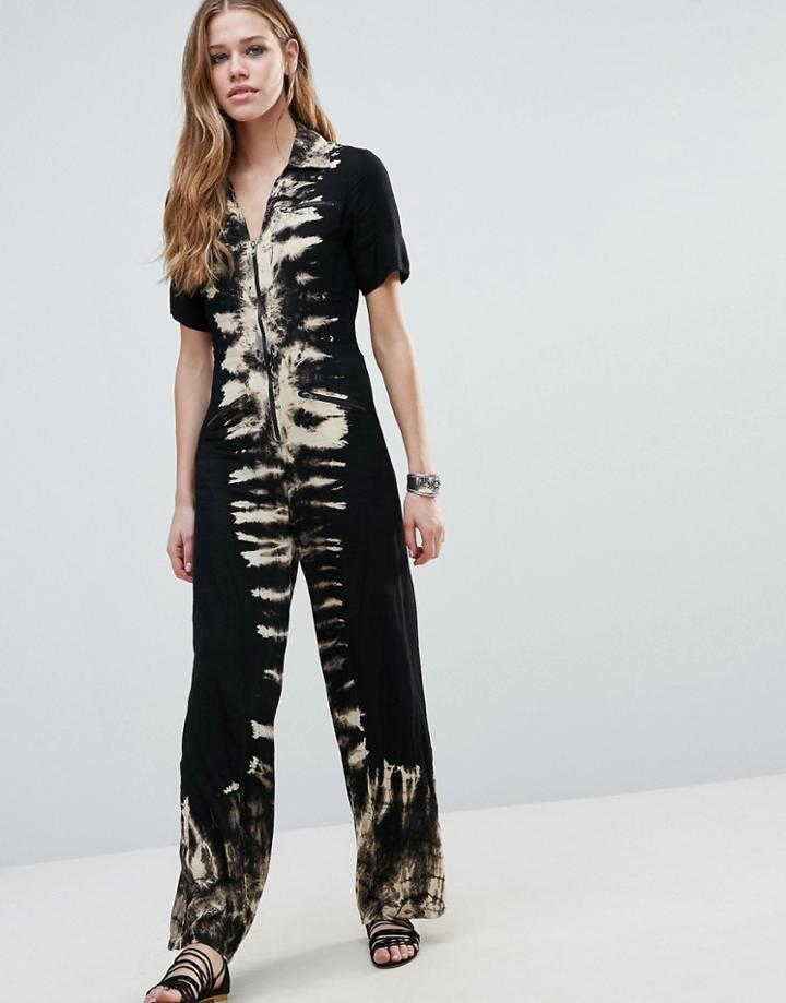 Raga Smoke Tie Dye Jumpsuit - Black