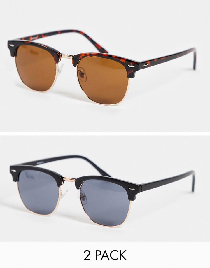 Madein. 2 Pack Square Lens Sunglasses-multi