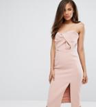 True Decadence Tall Exagerated Bow Detail Bandeau Midi Dress