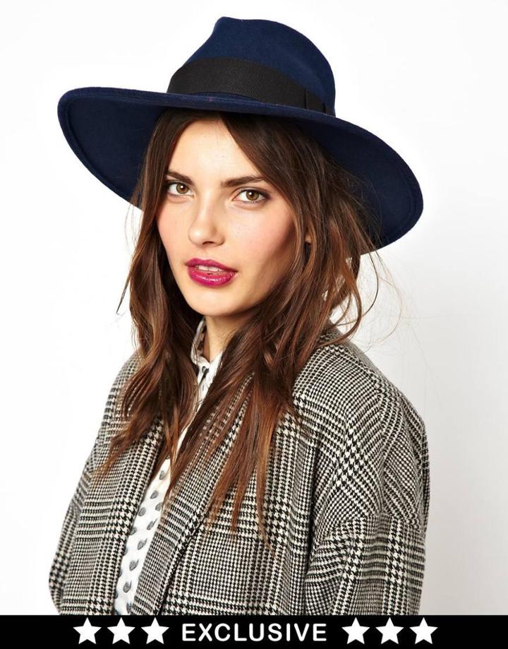 Catarzi Exclusive To Asos Classic Navy Fedora Hat
