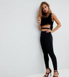 Asos Petite Leggings With Cut Out Waistband Detail - Black
