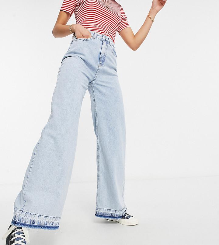 Stradivarius Tall Super Wide Leg Jeans In Light Wash-blues