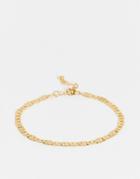 Asos Design Stainless Steel Figaro Chain Bracelet In Gold Tone