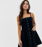 Asos Design Petite Cord Button Through Mini Dress In Emerald Green - Green