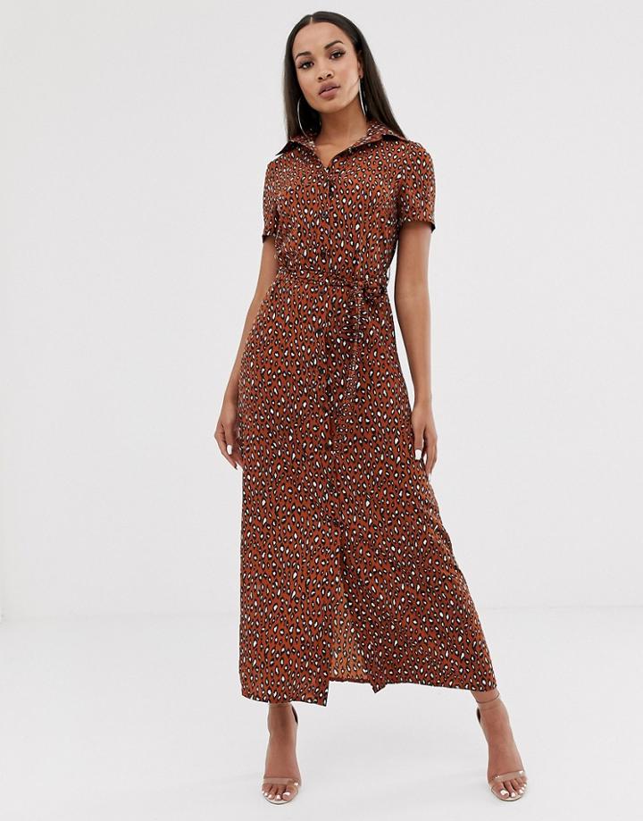 Club L London Button Through Maxi Shirt Dress - Multi