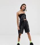 Collusion Long Line Shorts With Rips-black