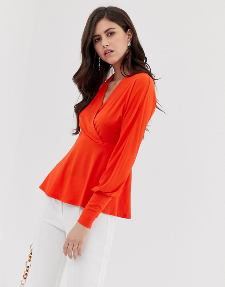 Y.a.s V Neck Wrap Top - Orange