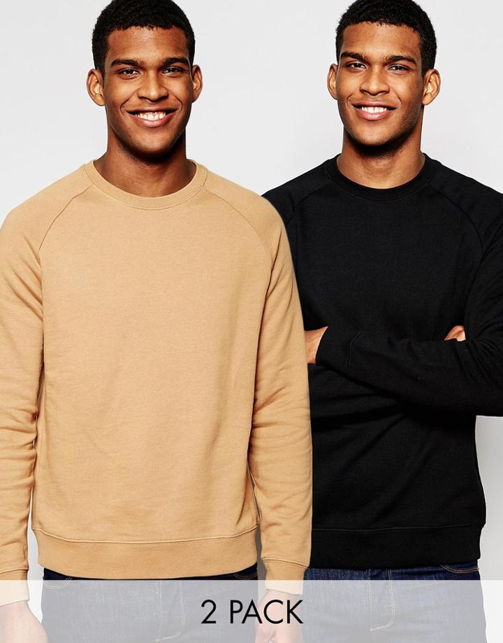 Asos Sweatshirt 2 Pack Camel/ Black Save 17%