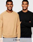 Asos Sweatshirt 2 Pack Camel/ Black Save 17%