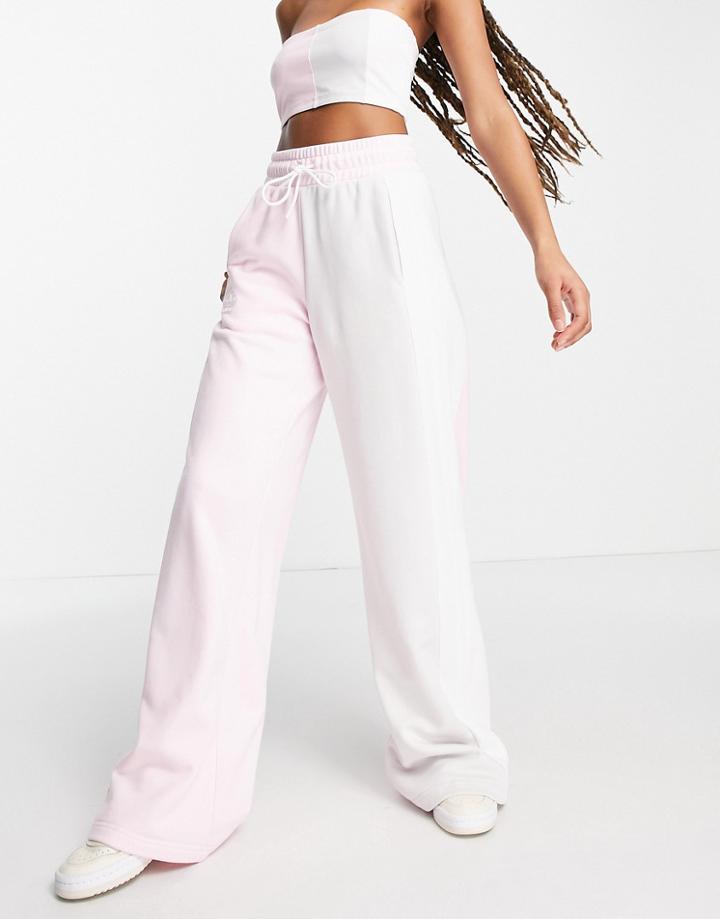 Adidas Originals 'summer Rave' Color Block Wide Leg Pants In Pink