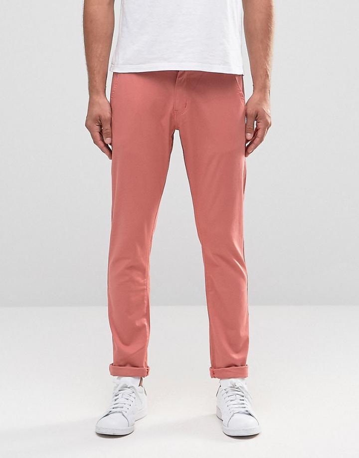Liquor & Poker Slim Chino Dusky Pink - Pink