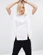 Asos White T-shirt With Zip Insert - White