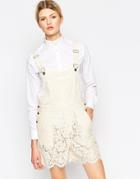 Ganni Gothic Lace Overall In White - White Smoke