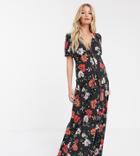 Asos Design Maternity Tie Front Maxi Dress In Floral Print - Multi