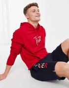 Tommy Hilfiger Lounge Hoodie With Script Chest Logo In Red
