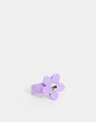 Asos Design Ring With Purple Flower In Plastic