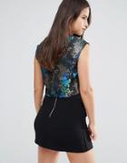 Louche Jamais Crop Jacquard Top - Black