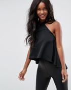 Asos Hilo Halter Neck Drape Top - Black