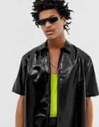 Asos Design Relaxed Boxy Shirt In Black Pvc