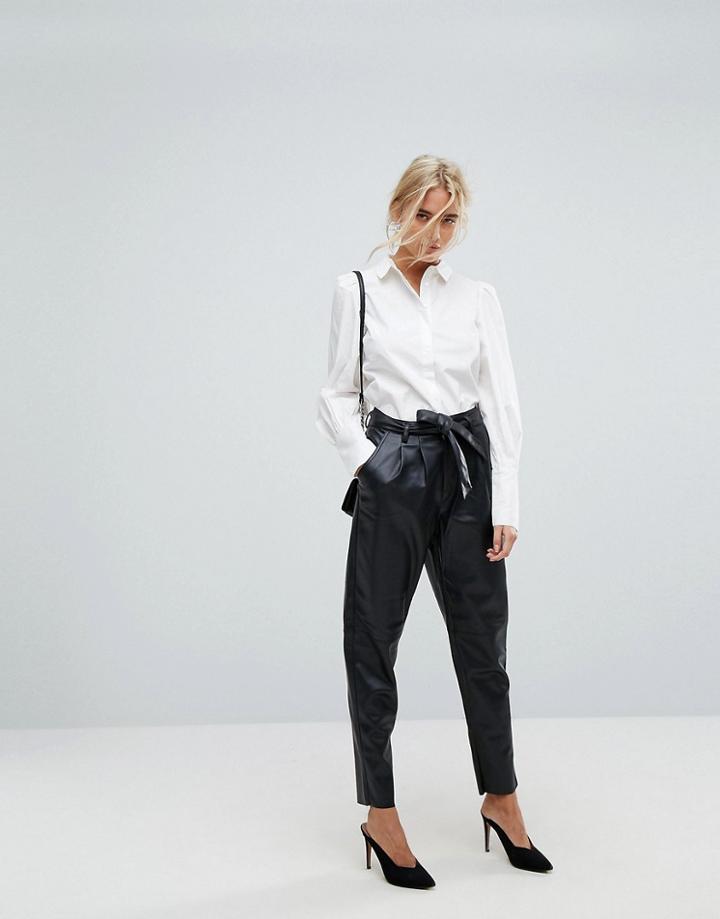 Vero Moda Leather Look Pants - Black