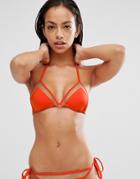 Asos Mix And Match Mesh Insert Micro Triangle Bikini Top - Orange