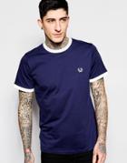 Fred Perry Ringer T-shirt With Logo - Carbon Blue