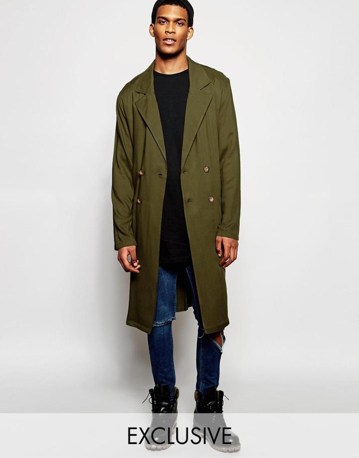 Reclaimed Vintage Drapey Duster Jacket - Khaki