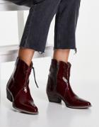 Free People New Frontier Western Boots In Patent Wine-red