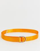 Asos Design Neon D Ring Waist And Hip Belt-orange