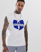 Asos Design Wu-tang Clan Oversized Sleeveless T-shirt With Front And Back Print-white