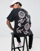 Hnr Ldn Lion Back Print T-shirt In Oversized - Black